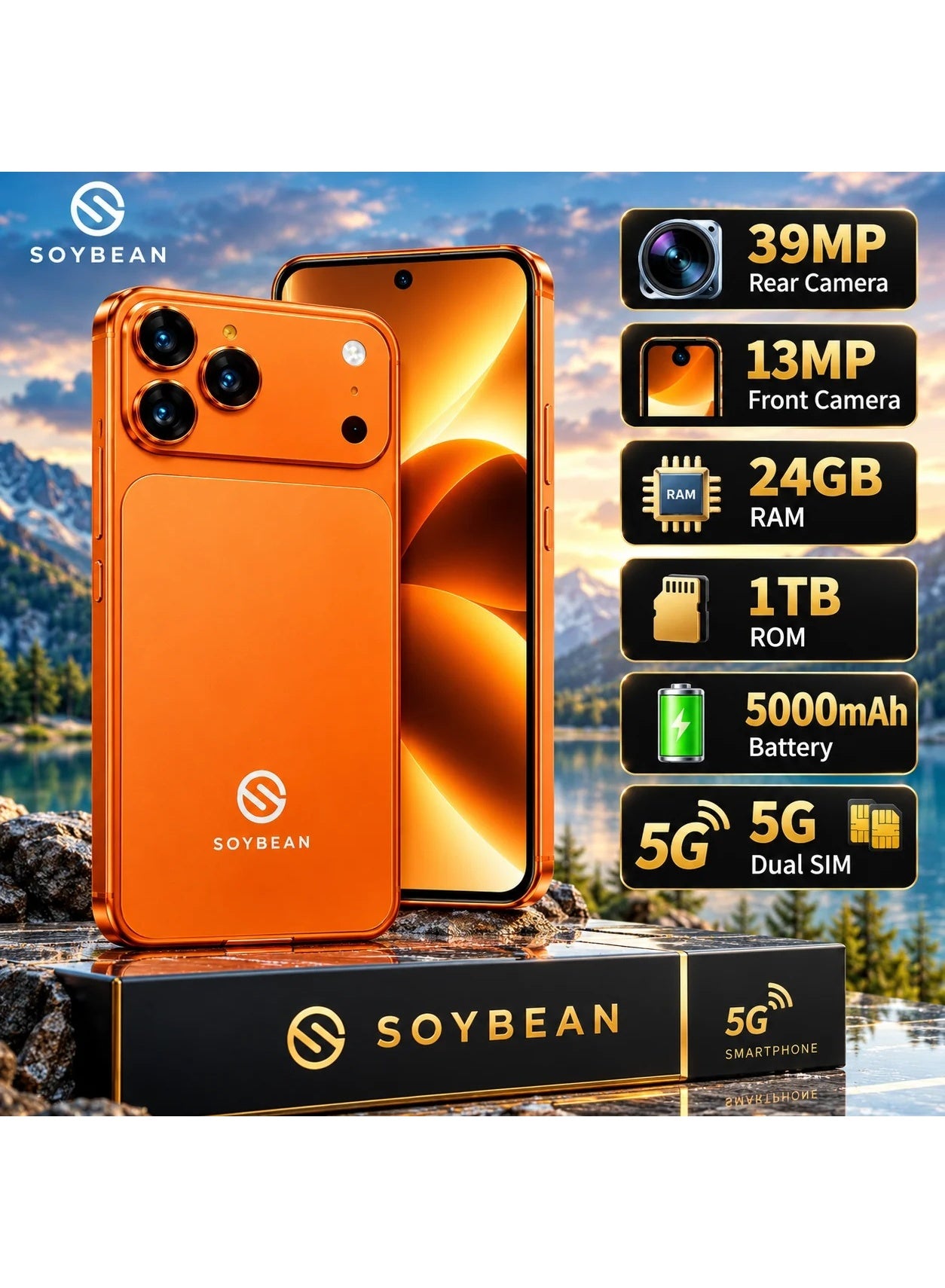 Compare SOYBEAN 18 Pro Max Android Smartphone – 24GB RAM, 1TB ROM, 6.9Inch Display, 5G Dual Sim at KSA Price