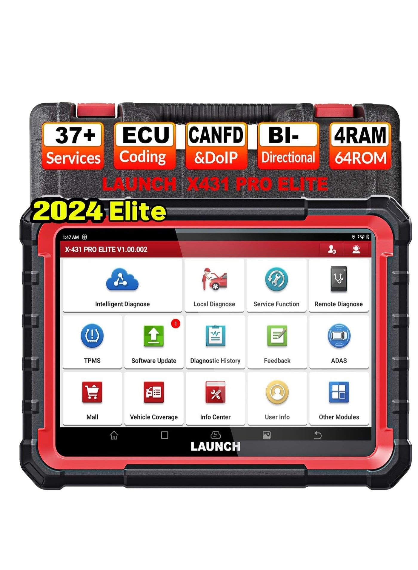 Compare 2023 LAUNCH X431 PROS Elite OBD2 Diagnostic Device, ECU Online Coding & BiDirectional, Complete System Diagnosis, 37+ Service Functions at KSA Price