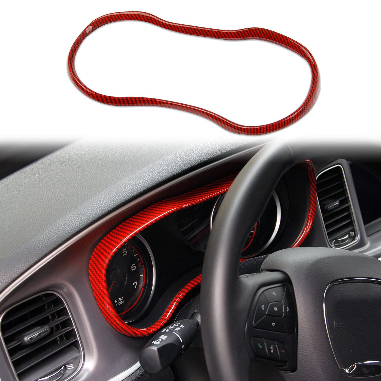 Compare crosselec Carbon Fiber Dashboard Meter Panel Frame Cover Trim Interior Decoration Accessories for Dodge Charger 20152021 Red at KSA Price