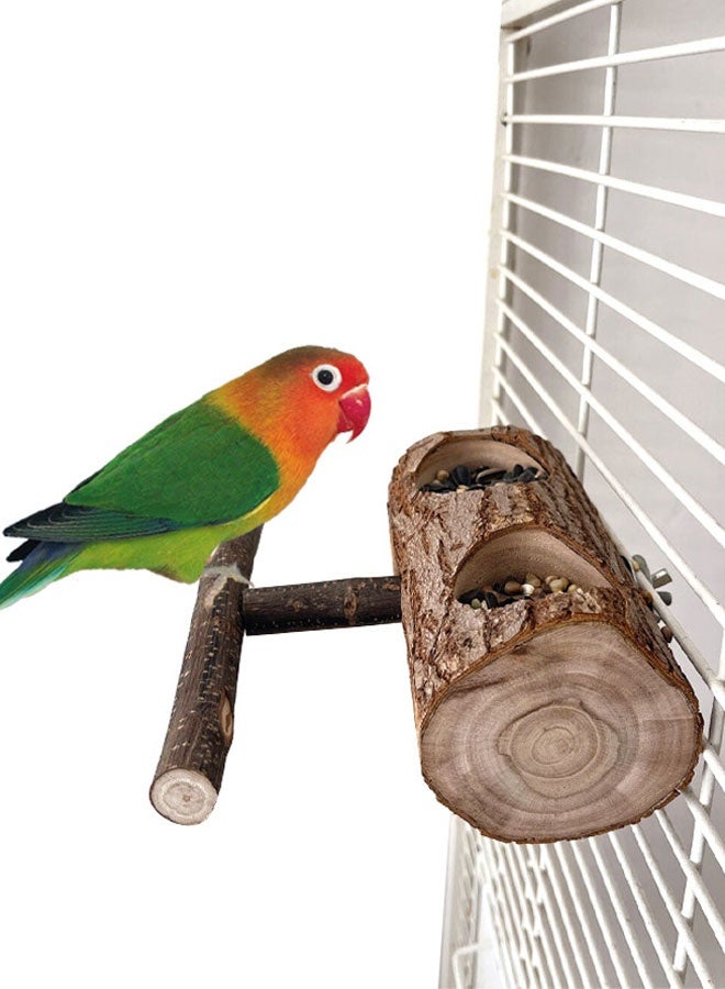 Compare Wooden Bird Feeding Dish Cups Perch Stand Hanging Feeder Solid Wood Parrot Feeding Bowl for Parakeets Conures Cockatiels Budgie Parrot at KSA Price