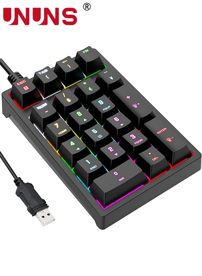 Compare Number Pad,Mechanical USB Wired Numeric Keypad With RGB LED Backlit,21 Keys Numpad,Mini Numpad Portable Mechanical Numeric Keypad For LaptopDesktopComputerPC,Black at KSA Price