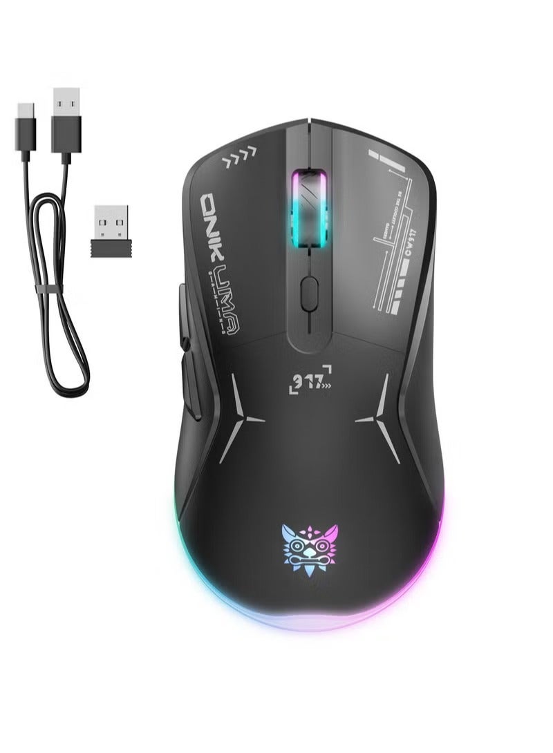 Compare Gaming Mouse, WiredWirelessBluetooth TriMode, Laptop Wireless Mouse, Portable TypeC Rechargeable 4800 DPI Mouse with 7 RGB Lighting Modes at KSA Price