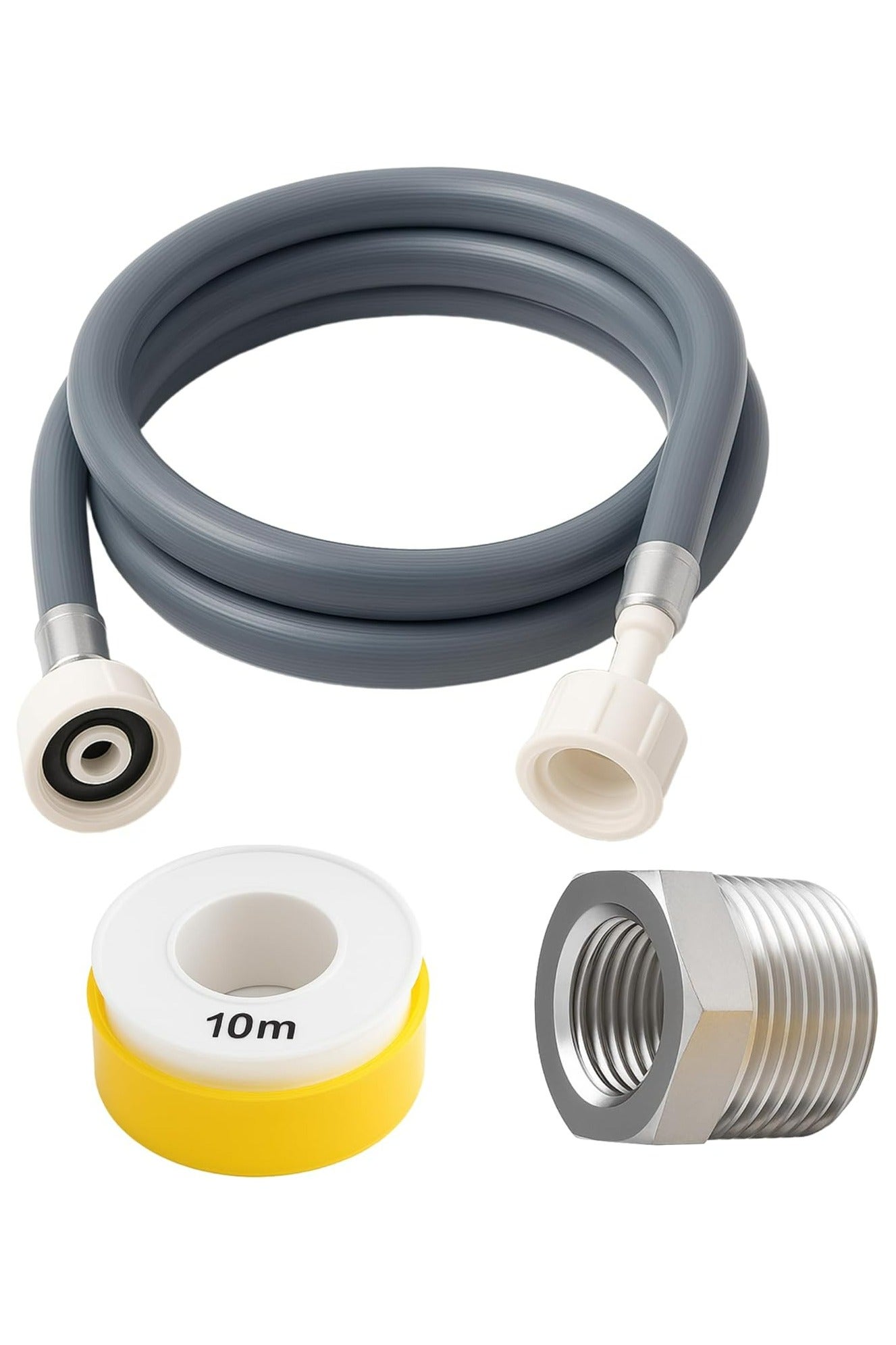 Compare Washing Machine Inlet Hose Pipe 3 Meter – Universal Water Supply Connector – Heavy Duty, LeakProof & Durable – Flexible PVC Pipe with CP Reducer Bush – Compatible with All Washing Machine Brands at KSA Price