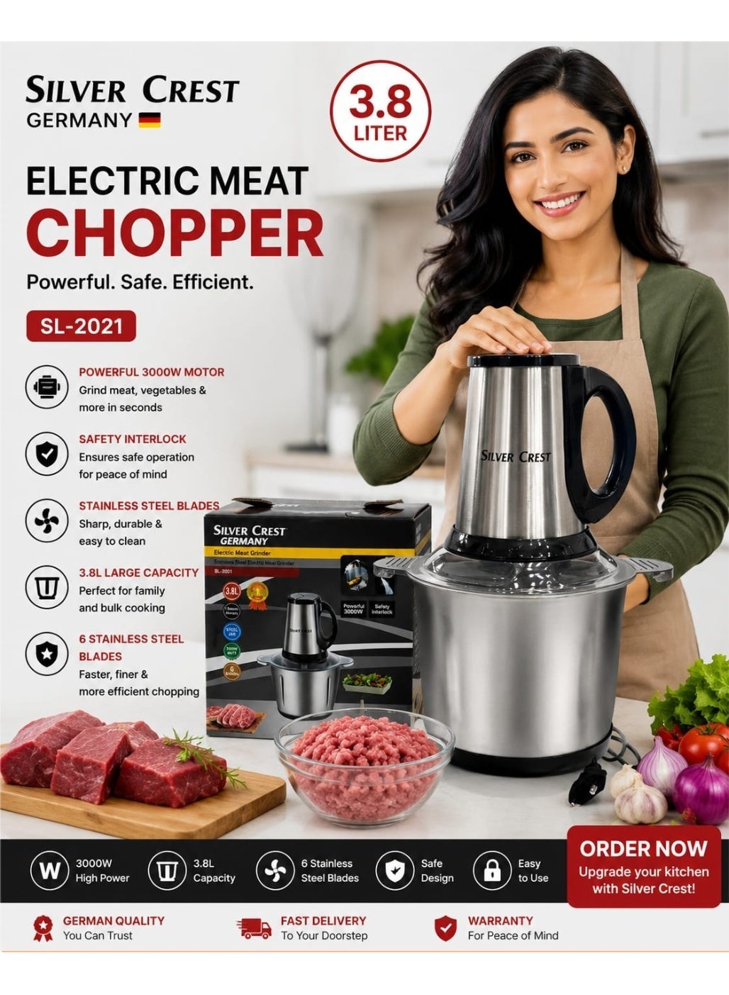 Silver Crest Germany Electric Meat Chopper 3.8…