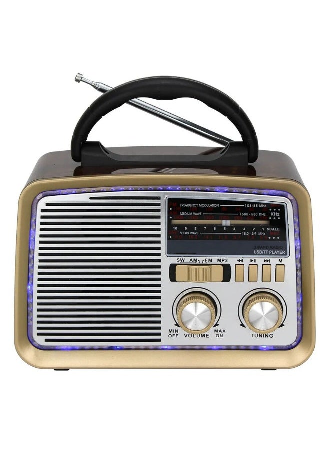 Compare Portable Retro AMFMSW Radio with Bluetooth Wireless Speaker, USB & TF Card MP3 Player, ACDC Dual Power, Vintage Woodgrain Portable Radio with Clear Sound for Home, Office, Camping, Travel, Outdoor and Emergency Use at KSA Price