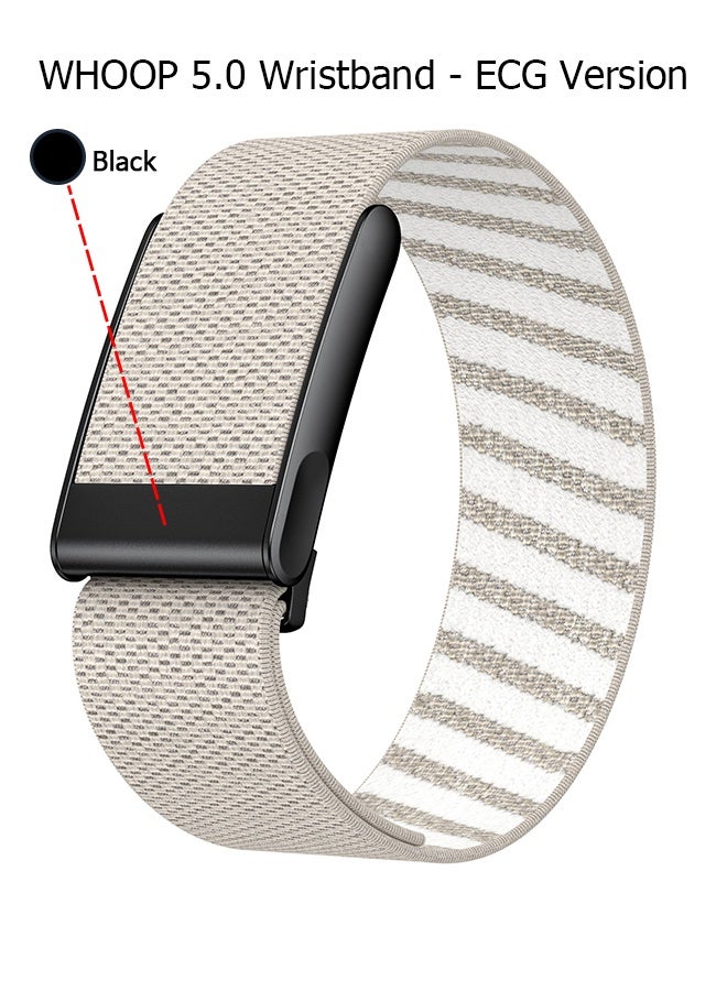 Compare Nylon Sports Strap with Whoop 5.0 Strap  Compatible with One & Peak & Life  Breathable Nylon Adjustable Waterproof Replacement Wrist Strap  For Fitness, Activity, Sleep, Wearables  For Whoop 5.0  Stone ColorBlack FrameElectrocardiogram Model at KSA Price