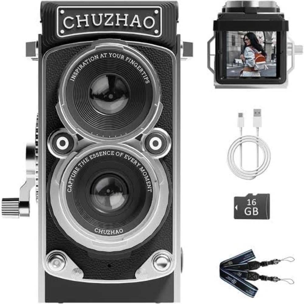 Mini Vintage Digital Camera, Autofocus retro dual-lens…