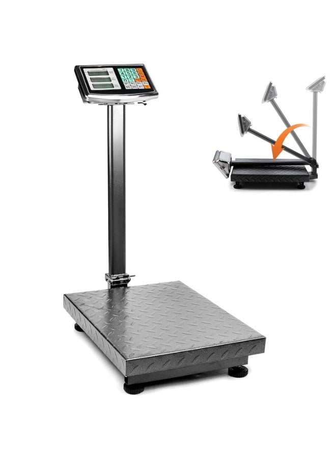 Compare Digital Platform Scale 300KG Heavy Duty Floor Scale – Postal Shipping Scale with LCD Display & Foldable Pole for Packages, Luggage, Boxes & Warehouse Use  Black at KSA Price
