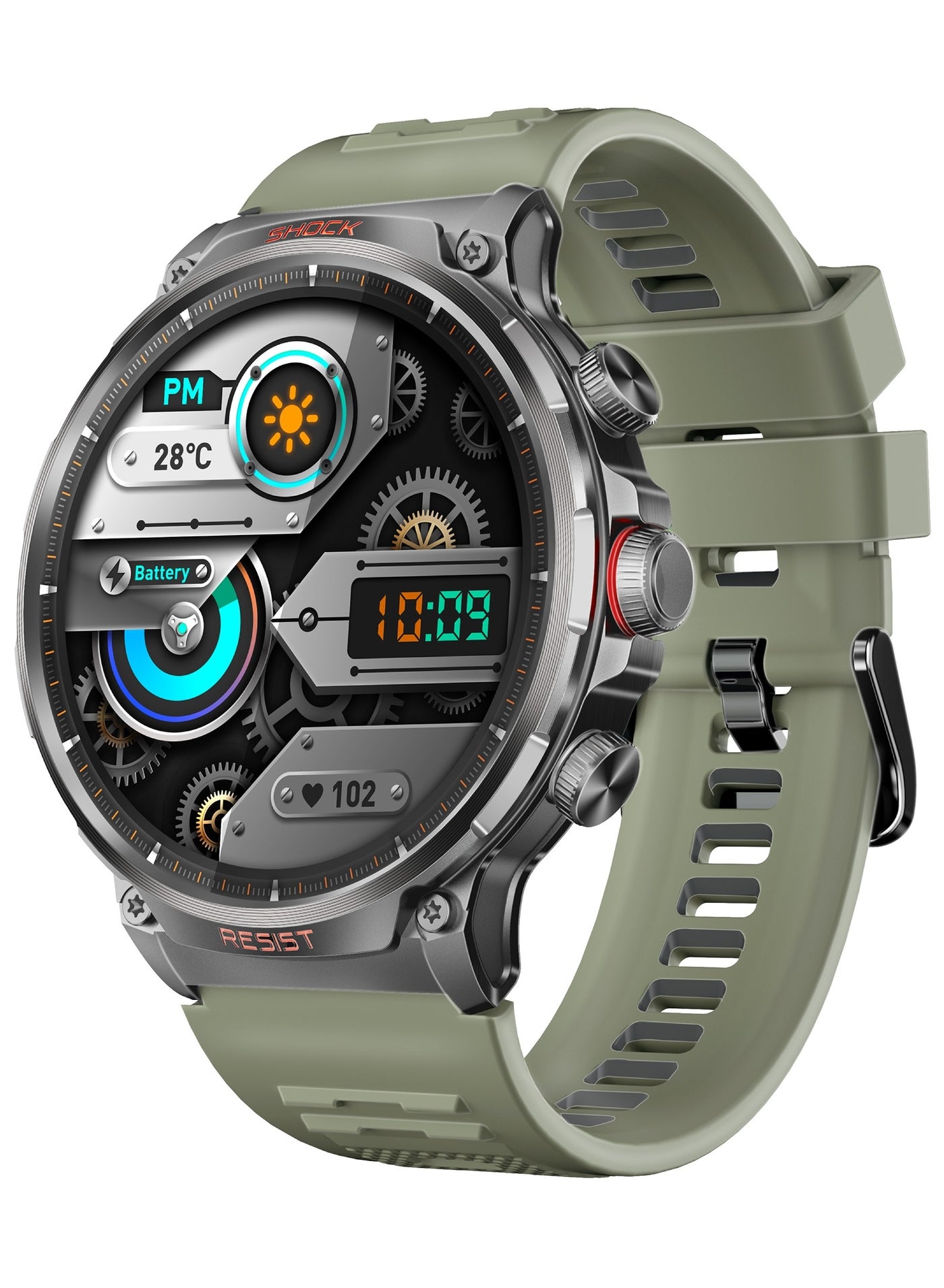 Compare 710 mAh ToughBuilt Smartwatch with Round 1.85Inch TFT Display, 100+ Sports Modes, Heart Rate Sensors, Blood Pressure Monitor, Bluetooth Calling, Sleep Tracker, IP67 Water Resistance, Durable Zinc Alloy Frame, XWatchR20 Green at KSA Price