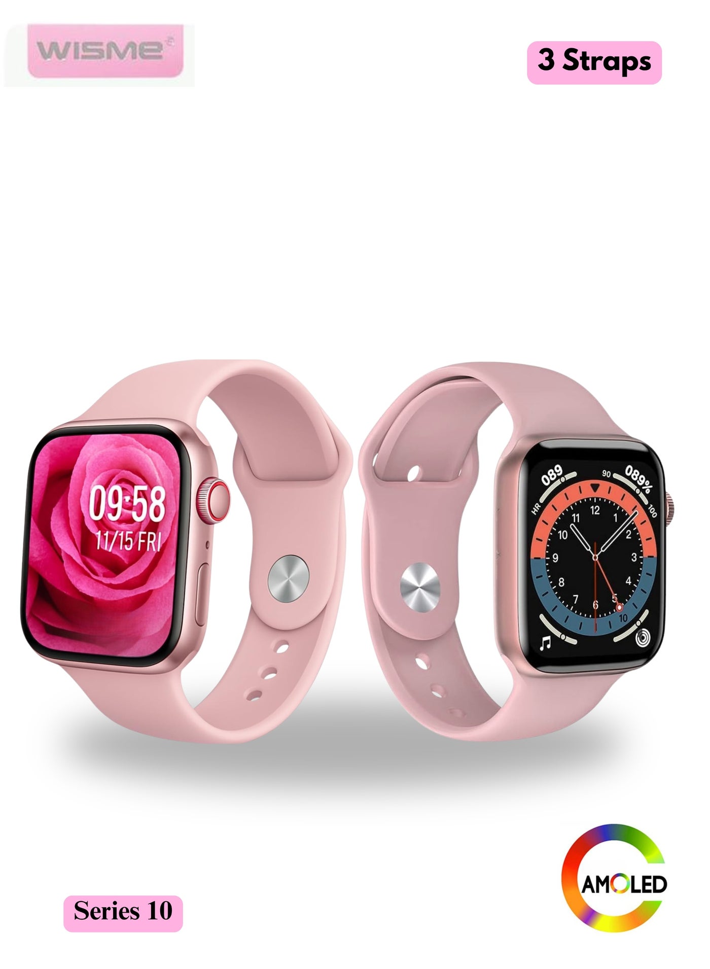Compare X51 Mini  Series 10 Smartwatch ,3 Bands, HD Amolead Display, Bluetooth Calling, Waterproof, Fitness Watches, Compatible With Android iOS | Pink at KSA Price