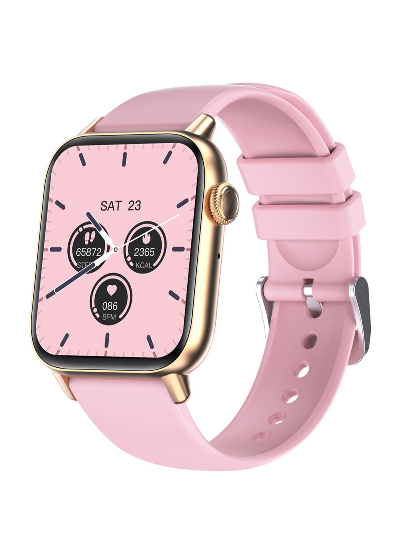 Compare QS08Pro Body Temperature Heart Rate Sports Call Smart Watch Gold + Pink at KSA Price