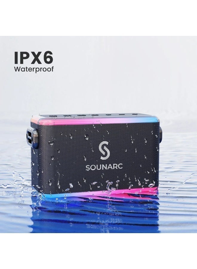 Compare SOUNARC A1 Portable Bluetooth Karaoke Speaker 80W, Dual Wireless Microphones, Stereo Sound, RGB Lights, IPX6, 10H Playtime  Black at KSA Price