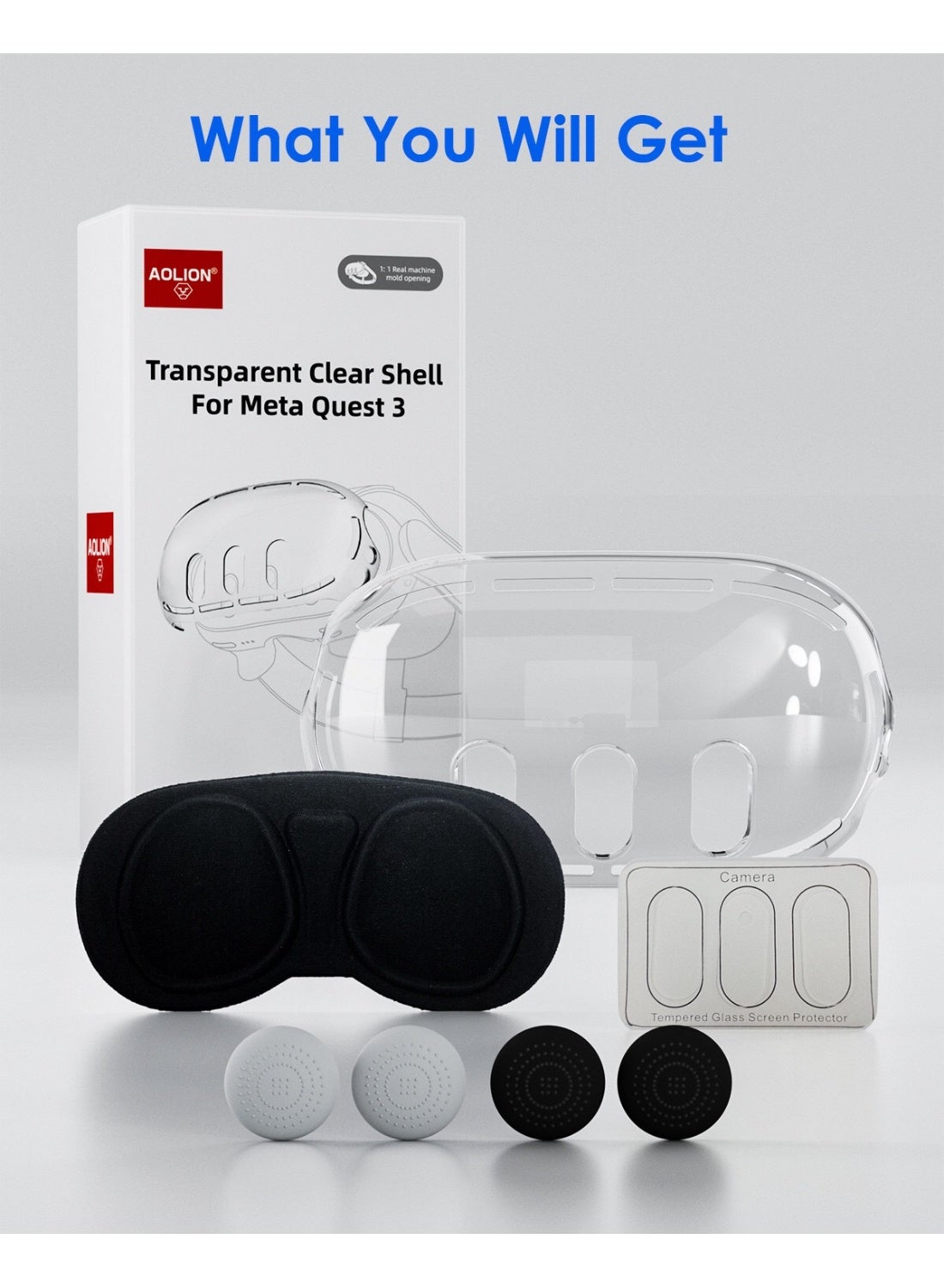 Compare For Meta quest3 VR Glasses Protecive Kit Crystal Case + Lens Cover + Tempered Glass Screen Protector + Joystick Cap at KSA Price