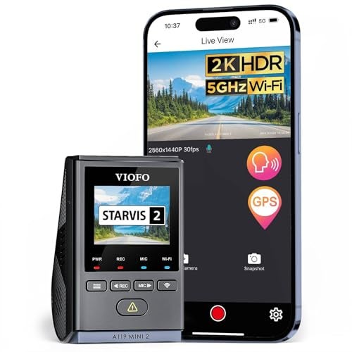 Compare VIOFO Dash Cam A119 Mini 2, STARVIS 2 Sensor, 2K 60fpsHDR 30fps Voice Control Car Dash Camera with 5GHz WiFi GPS, Night Vision 2.0, 24H Parking Mode, Supercapacitor, Support 512GB Max at KSA Price