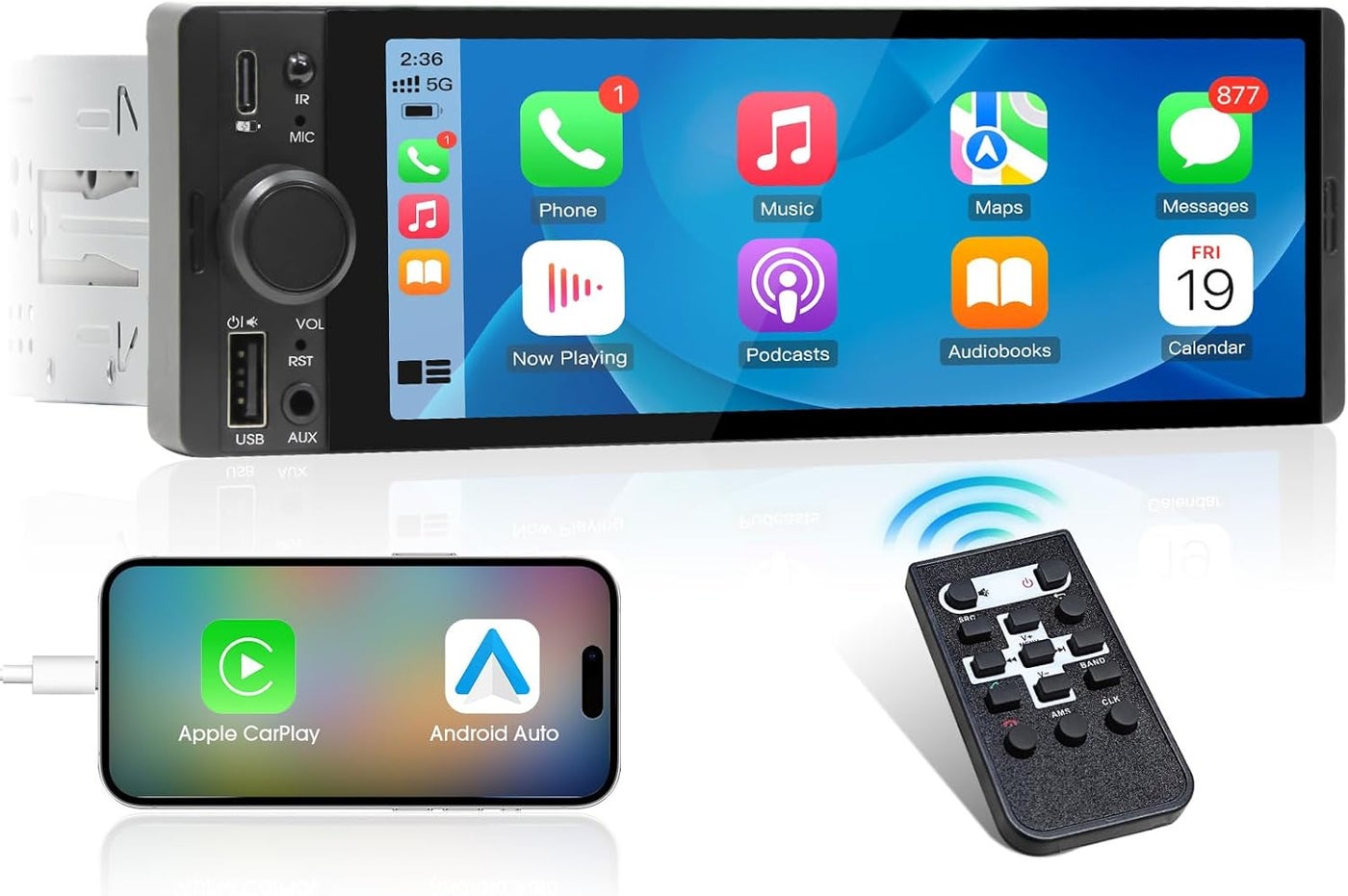 aboutBit Single Din CarPlay Stereo Receiver -…