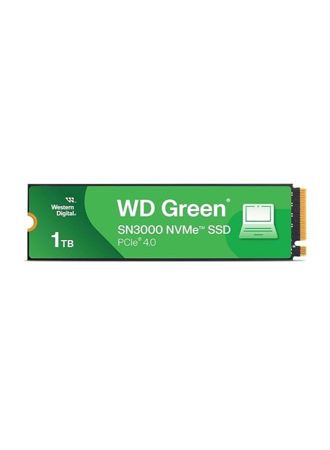 Compare WD Green SN3000 1TB NVMe Internal SSD, PCIe Gen4 x4, M.2 2280, Up to 5000MBs Read & 4200MBs Write, QLC NAND Flash, Low Power Consumption, DRAMless Design | WDS100T4G0E00CPS0 1 TB at KSA Price