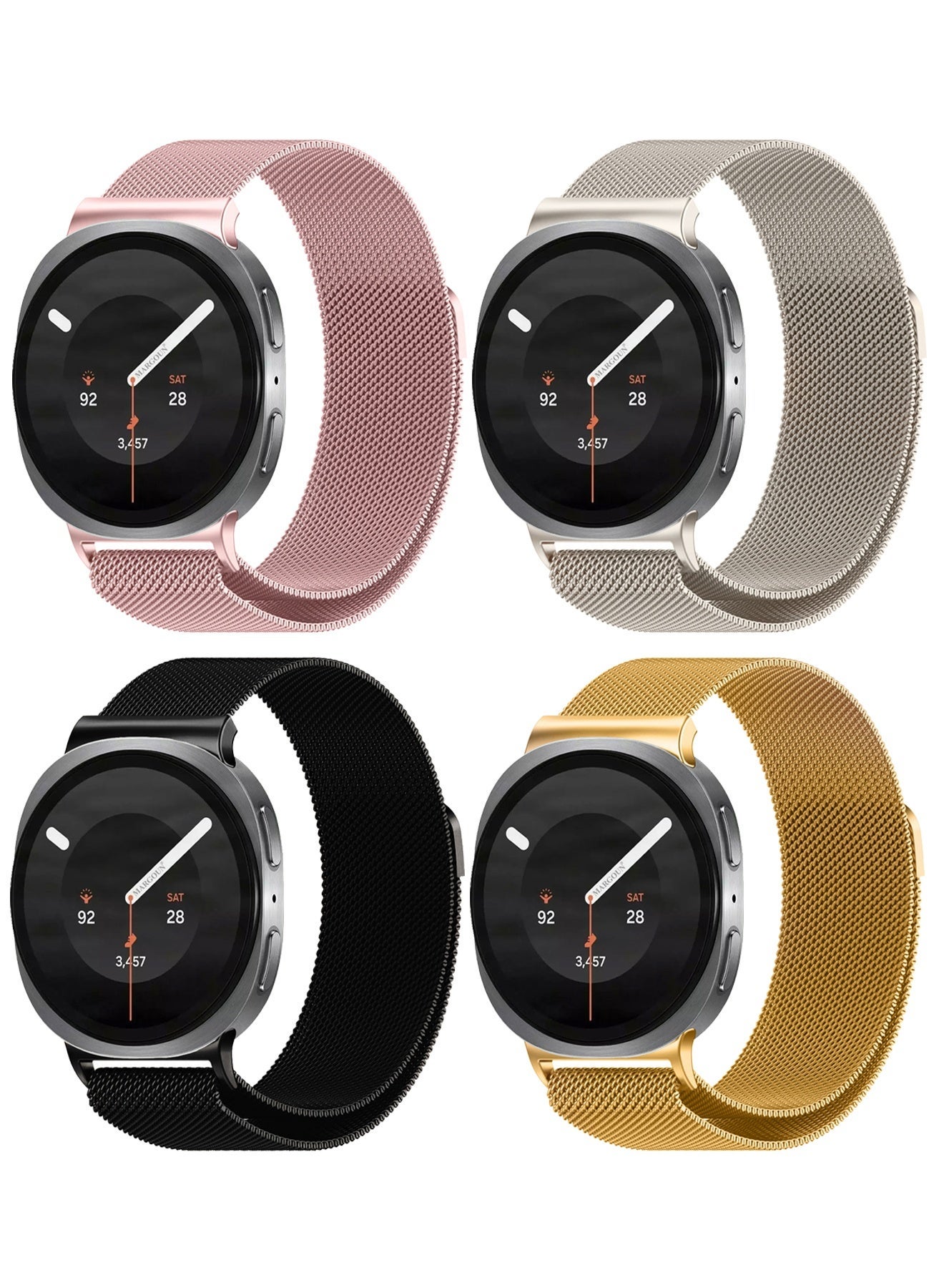 Compare 4 PACK Milanese Loop Metal Band for Samsung Galaxy Watch 9 40mm 44mm Women Men | Stainless Steel Straps Magnetic Mesh Adjustable Bracelets Business Casual  Multi B at KSA Price