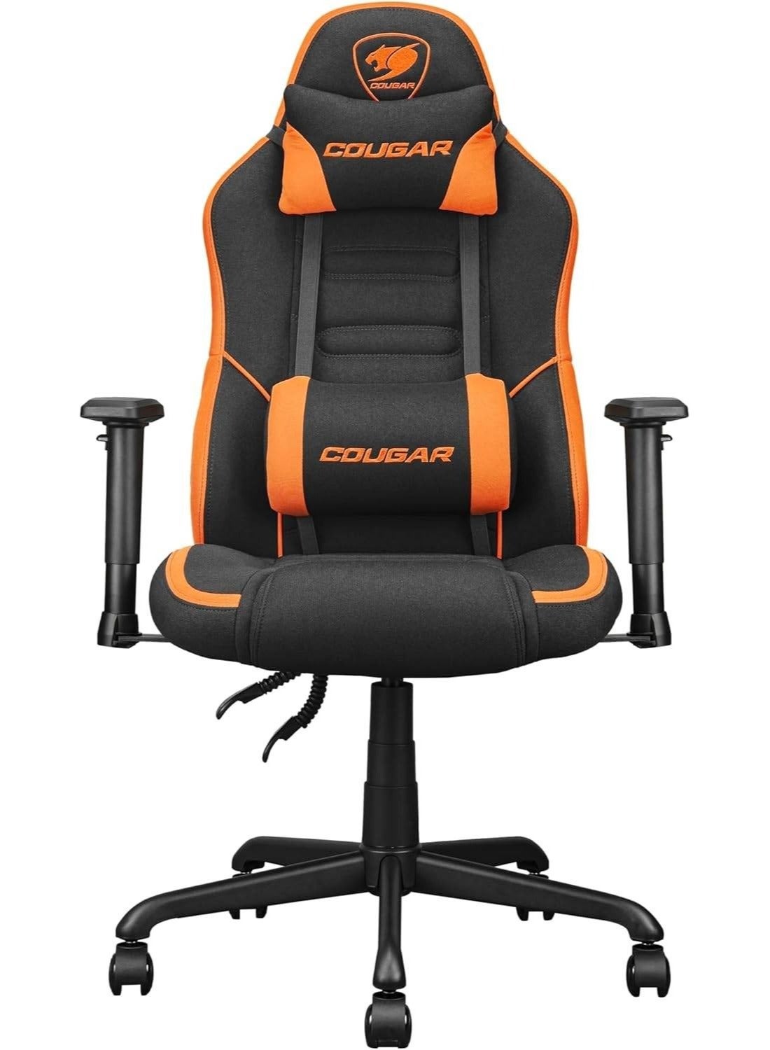 Compare COUGAR Fusion SF Ergonomic Gaming Chair, Woven Fabric, Metal 5Star Base, Builtin 3D Lumbar Support, Adjustable Armrest, Class 4 Gas Lift Cylinder, 120 kg, OrangeBlack | 3MFSFORB.0001 at KSA Price