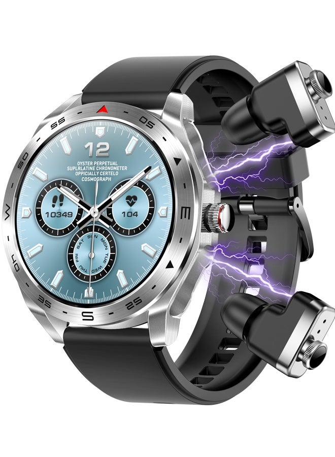 Compare Smart Watch with Earbuds,2 in 1 TWS Smartwatches,1.52 IPS Display Smartwatch for Android iOS,Waterproof Fitness Tracker Long Time Standby,Silver Black at KSA Price