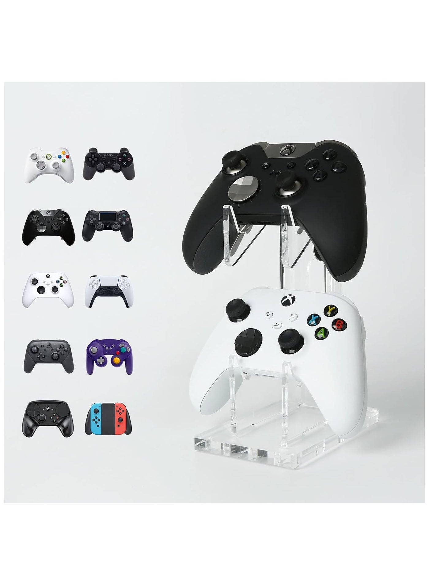 Compare Dual Controller Holder Gaming Accessories, Suitable for Almost All Controllers, Controller Stand for Xbox ONE PS4 PS5 STEAM PC Crystal Clear at KSA Price
