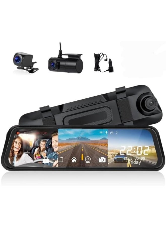 Compare 10Inch Mirror Dash Cam – Dual Lens Front & Rear Camera, WiFi Enabled with LCD Display – Black at KSA Price