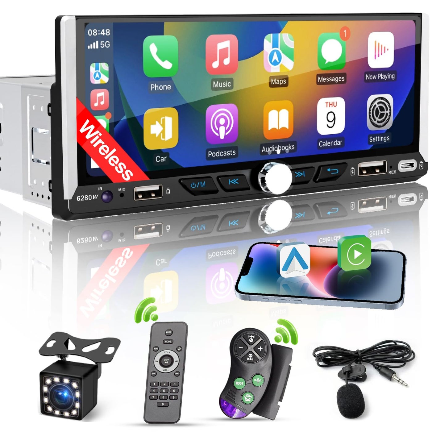Single Din Car Radio Compatible with Wireless…
