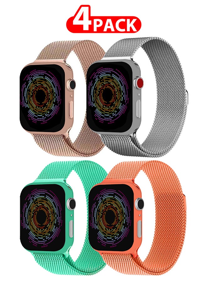 Compare 4 Pack Stainless Steel Milanese Loop Compatible With Apple Watch Band 38mm 40mm 41mm Men And Women Mesh Loop Magnetic Clasp Replacement For iWatch Bands Series 7 SE 6 5 4 3 2 1 Multicolour at KSA Price