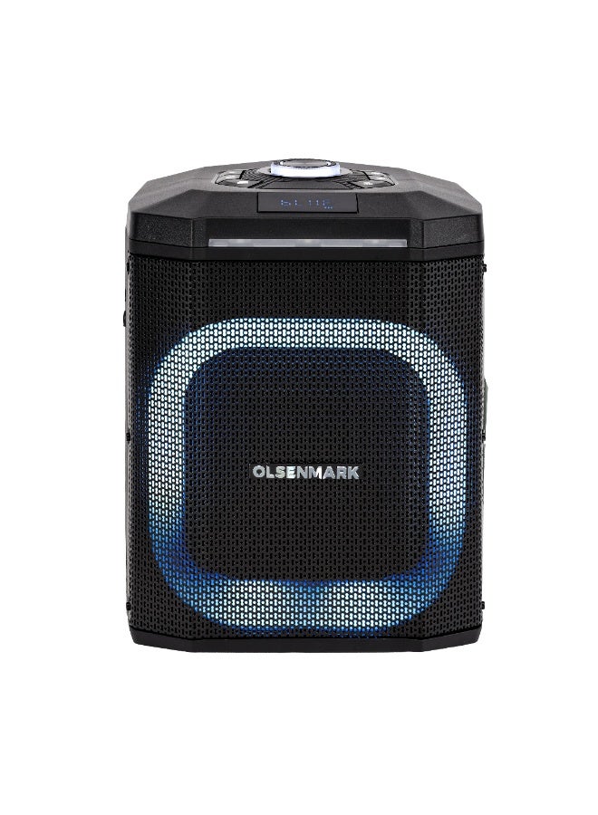 Compare Olsenmark Rechargeable Party Speaker OMMS1220  8 Inch Woofer, 40000W PMPO Bluetooth Speaker with Wireless Microphone, Remote Control, LED Display, DJ Lights, TWS Pairing, Karaoke & Outdoor Entertainment, Black, 2 Years Warranty at KSA Price