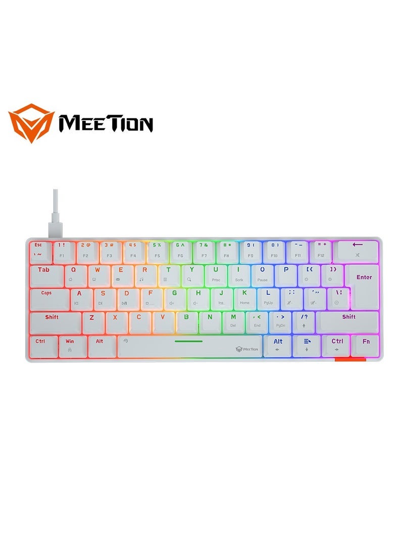 Compare MEETION MTMK005 RGB Backlit 61 Keys Wired Mechanical Gaming Keyboard – Compact 60% Layout in White with Blue Switches, AntiGhosting, Vibrant LED Lighting, Ergonomic Design, Durable Double Injection Keycaps, Ideal for Pro Gamers & Fast Typists at KSA Price