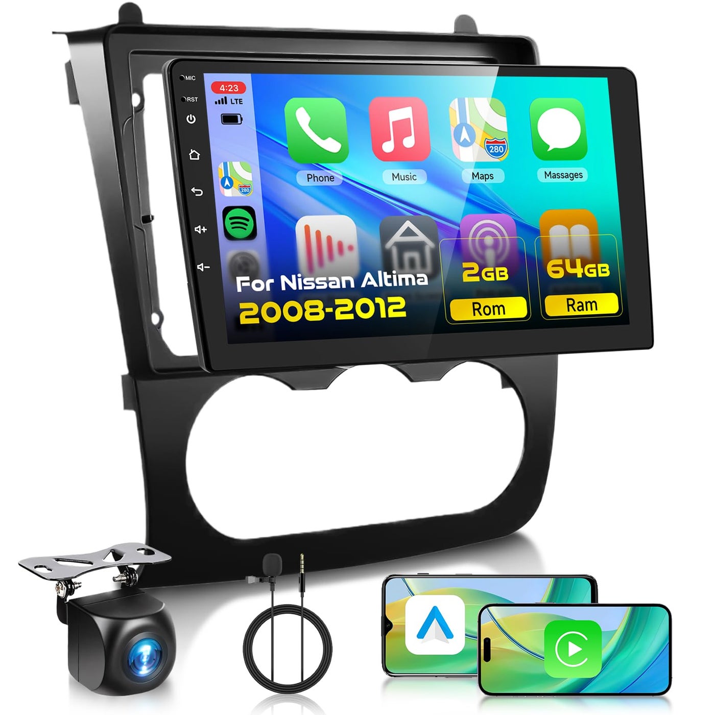 Compare 2G64G Car Radio Stereo for Nissan Altima 20082012 with Wireless CarPlay Android Auto 9 Inch Android 13 Touch Screen HiFi Audio GPS Navigation WiFi Bluetooth SWC HD Camera Manual AC at KSA Price