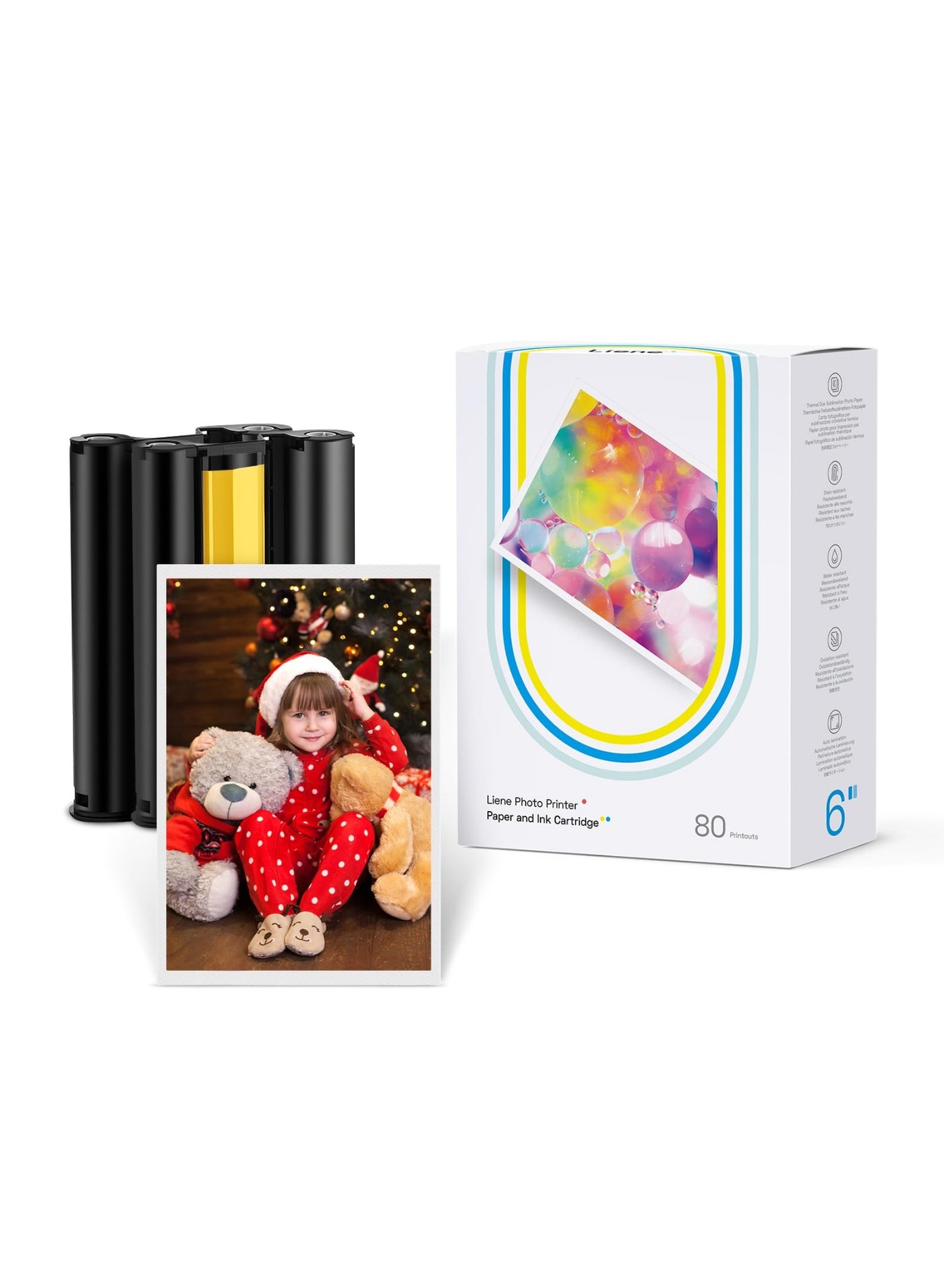 Compare Liene Amber M100M200M110M210 4x6 Photo Printer 80 Sheets Photo Paper & 2 Ink Cartridges Refill, Dye Sublimation, Only for Liene DHP512DHP513DHP514DHP515 Printer, for Display, Framing, Scrapbook at KSA Price