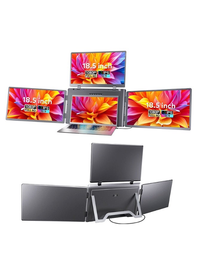 Compare 18.5 Inch Quad Screen Laptop Monitor Extender, FHD 1920×1080 IPS Portable External Display, 100% sRGB, 60Hz, Dual USBC, 45W PD, 178° Viewing Angle, 4Screen Laptop Display for Windows & Mac at KSA Price