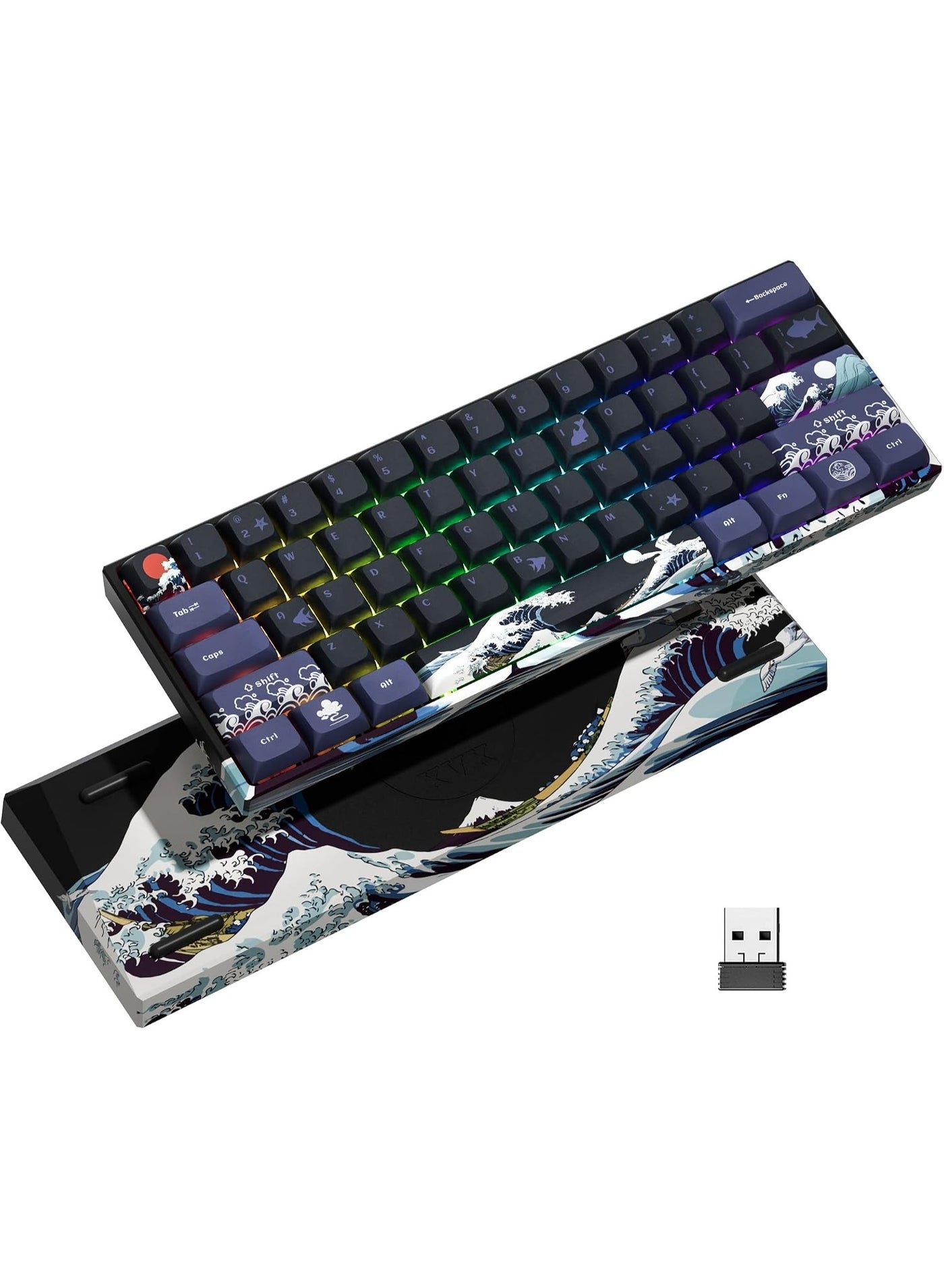 Compare HITIME XVX M61 Kanagawa 61Key Wireless Mechanical Gaming Keyboard with RGB Backlight at KSA Price