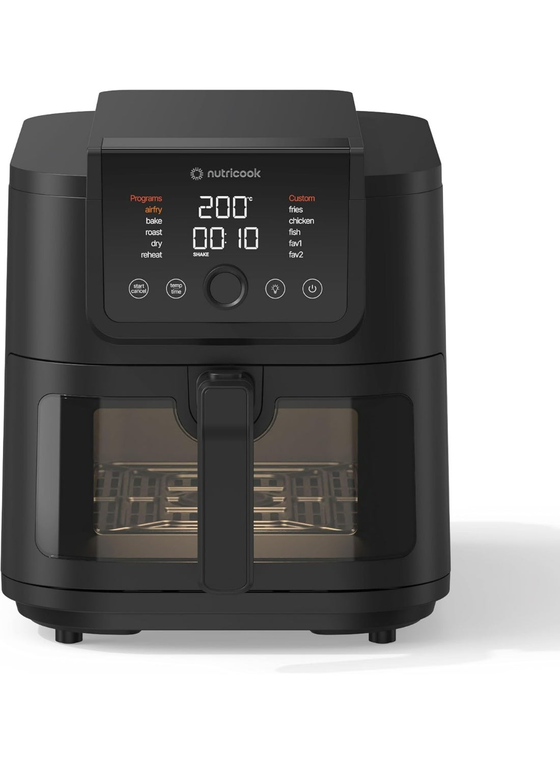 Compare Nutricook Air Fryer Slim XXL 8L – SpaceSaving Design with 10 Cooking Programs, Quiet 55dB Operation, Healthy Ceramic Coating, SeeThrough Window, Large Capacity, AFS330, 1700W, Black, 8 L 1700 W AFS330 black at KSA Price