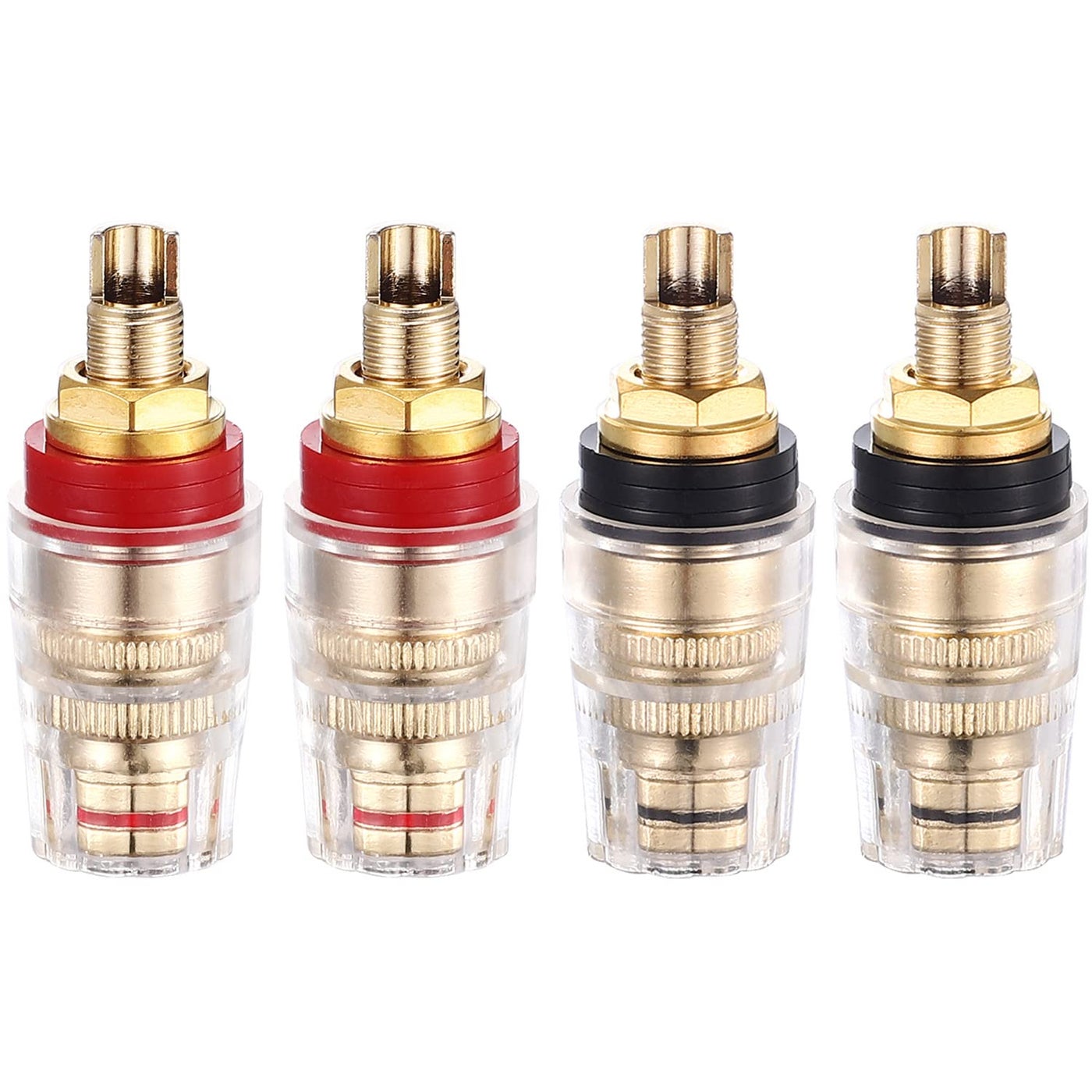 Compare Facmogu 4PCS Black & Red Heavy Duty 5Way Binding Post Banana Jacks 4mm, 24K Gold Plated Sold Brass Insulated Binding Post Banana Plugs, Speaker Amplifier Bindling Post Terminal Connectors  Short at KSA Price