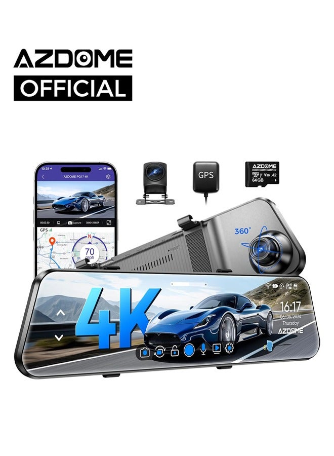 Compare PG17 Max Streaming Media Mirror Dash Camera, WiFi 4K + 2.5K Dual Camera, Waterproof Backup Rear View Camera at KSA Price