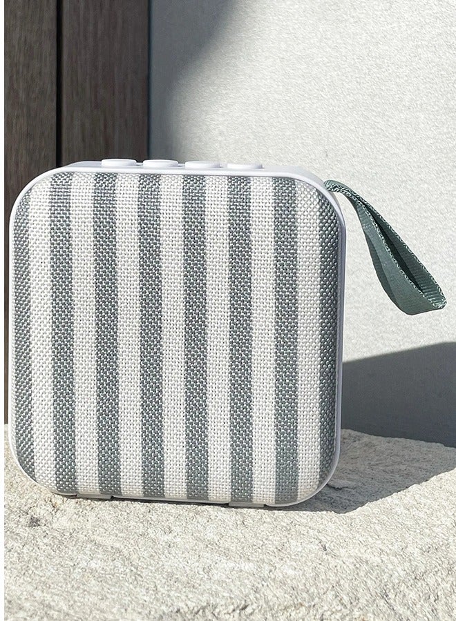 Compare Portable Wireless Bluetooth Speaker with Grey Stripe Design, Deep Bass, Stereo Sound, Waterproof Outdoor Speaker for Travel, Beach, and Home Use at KSA Price