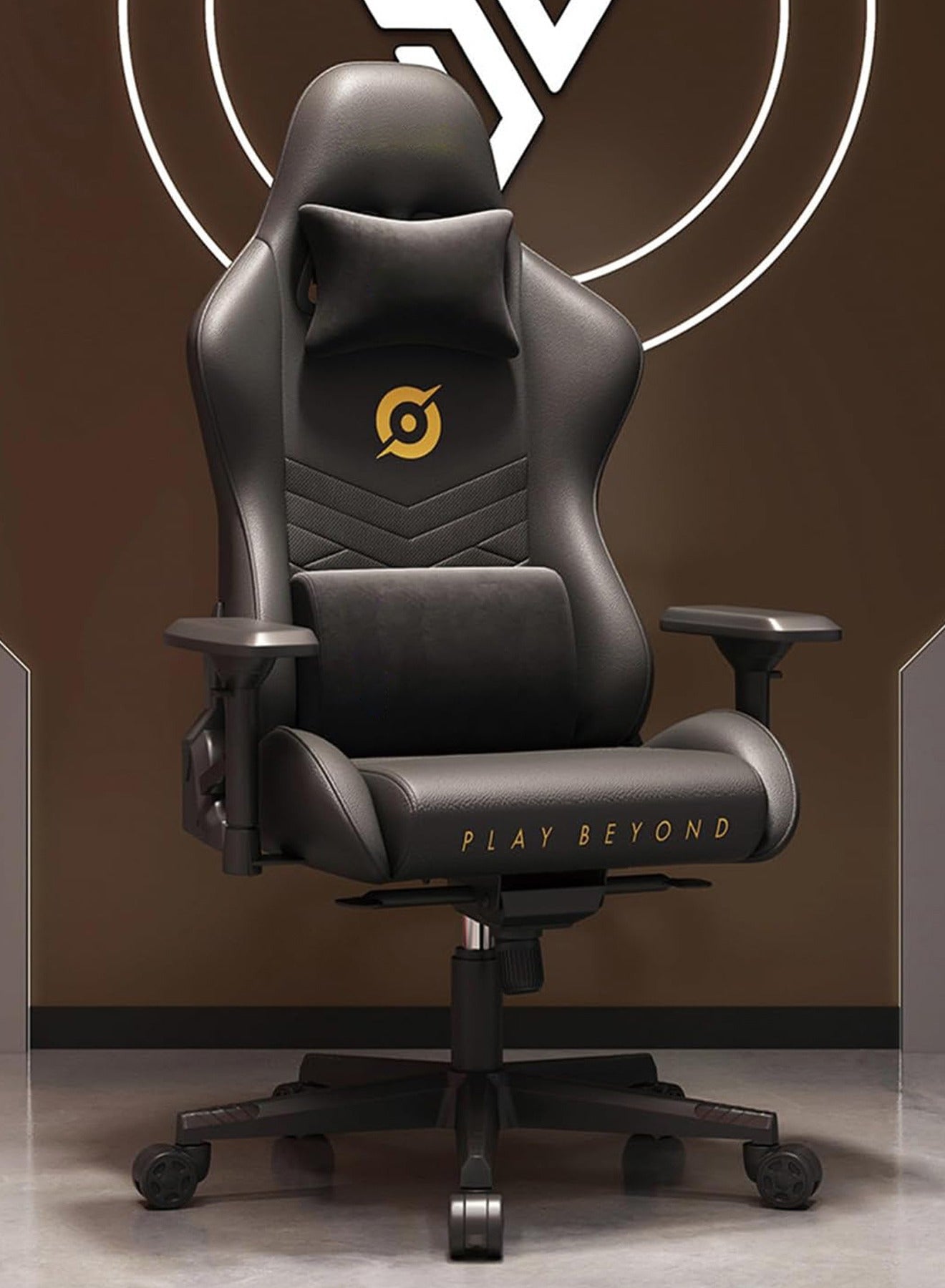 Platinum Leather Gaming Chair with Adjustable Hand…