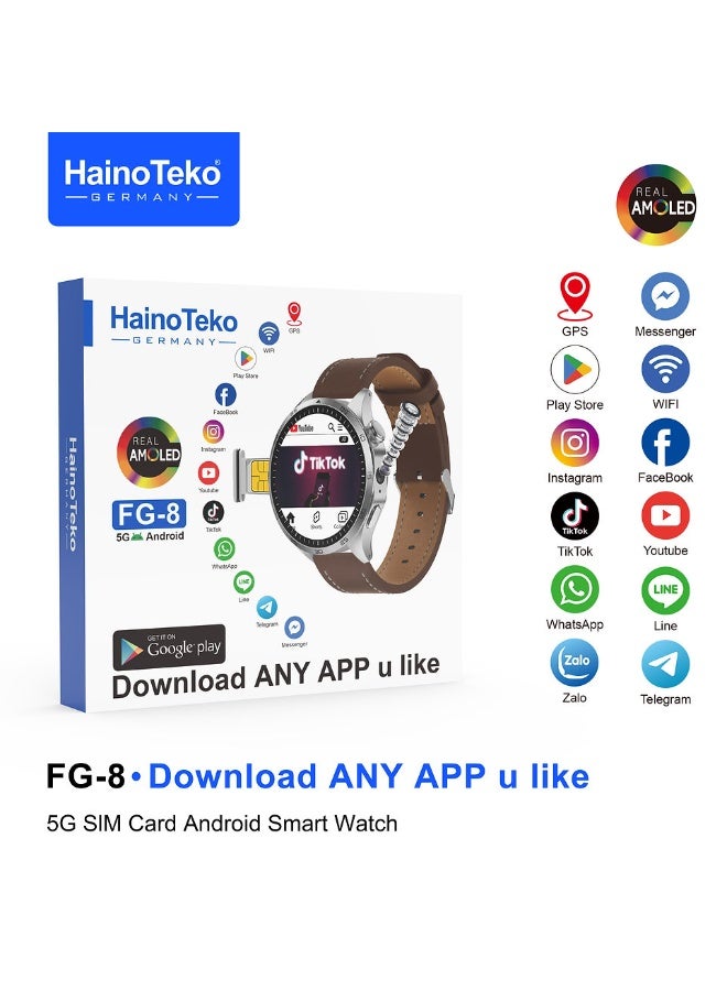 Compare Haino Teko FG8 Android Smart Watch with 5G SIM Support Real AMOLED Display Rotating Camera and 2 Pair Straps Designed for Men Black at KSA Price