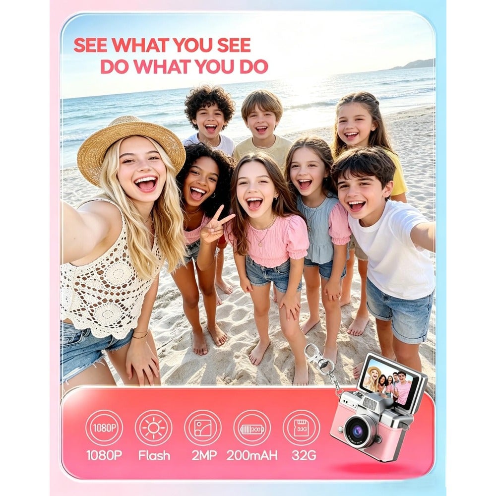 Compare Mini Keychain Camera, 1080P Portable Digital Camera with 1.47 Flip LCD Flash, Retro Collectible Pocket Camera for Travel, Parties, Birthday at KSA Price