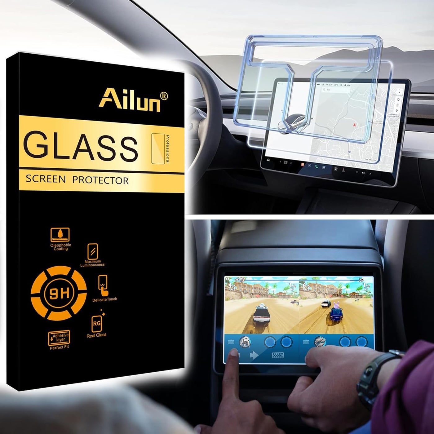 Ailun Glass Screen Protector for Tesla Model Y…