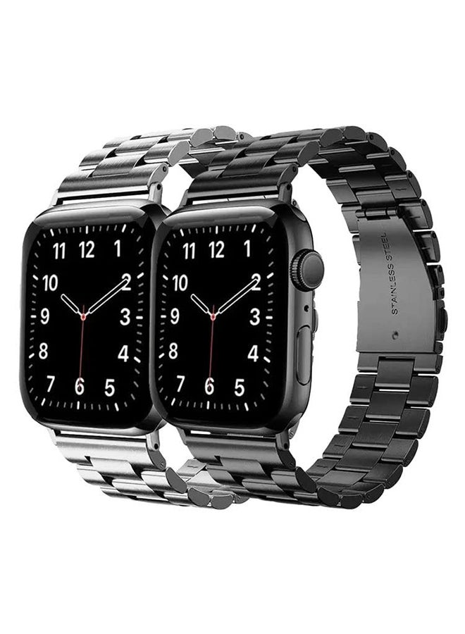 Compare Metal Straps For Apple Watch Series 10 | Ultra 2 | 8 Ultra | 9 | 8 | 7 | 6, 4946454442mm, Solid Stainless Steel Replacement Wristband  Black at KSA Price