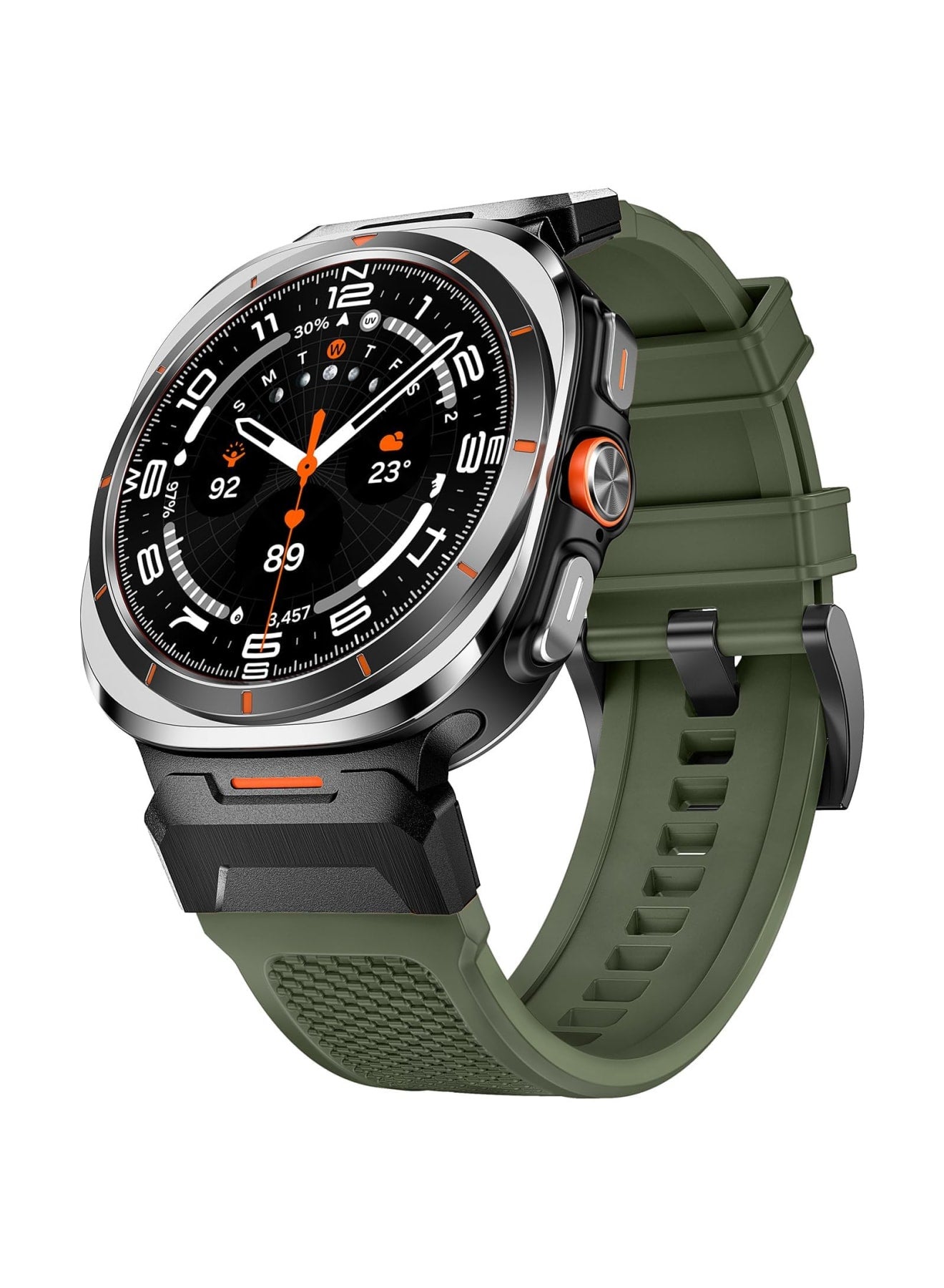 Compare Compatible with Galaxy Watch Ultra Band 47mm, Sturdy Stainless Steel Metal Connector, Widened Silicone Strap for Galaxy Watch 7 Ultra, Premium Watch Ultra 7 Accessories at KSA Price