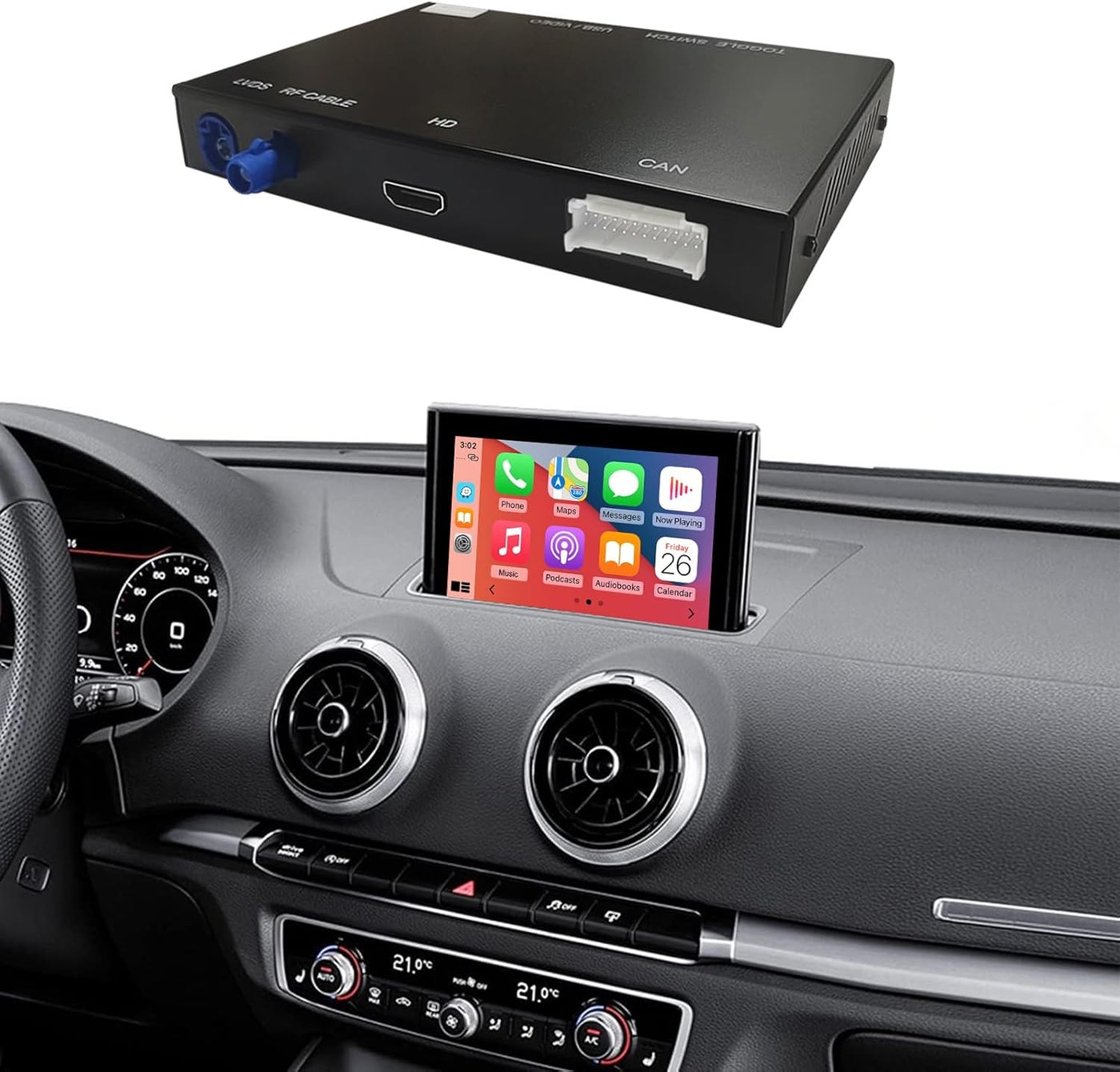 Ninetom Wireless CarPlay Android Auto Retrofit Kit…