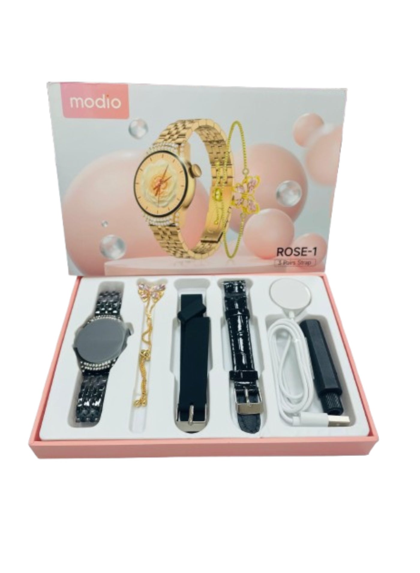 Compare 3+1 pairs Gift Collection watch Luxurios Full Touch Color Screen Bluetooth Calling Health and Sports Smartwatch Black at KSA Price