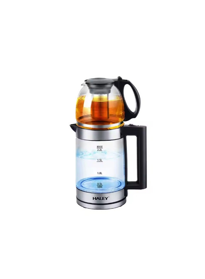Compare 2in1 Tea Maker, 2.0L Glass Kettle + 1L Teapot with Strainer Electric Heat Kettle 2in1 Electric Kettle at KSA Price