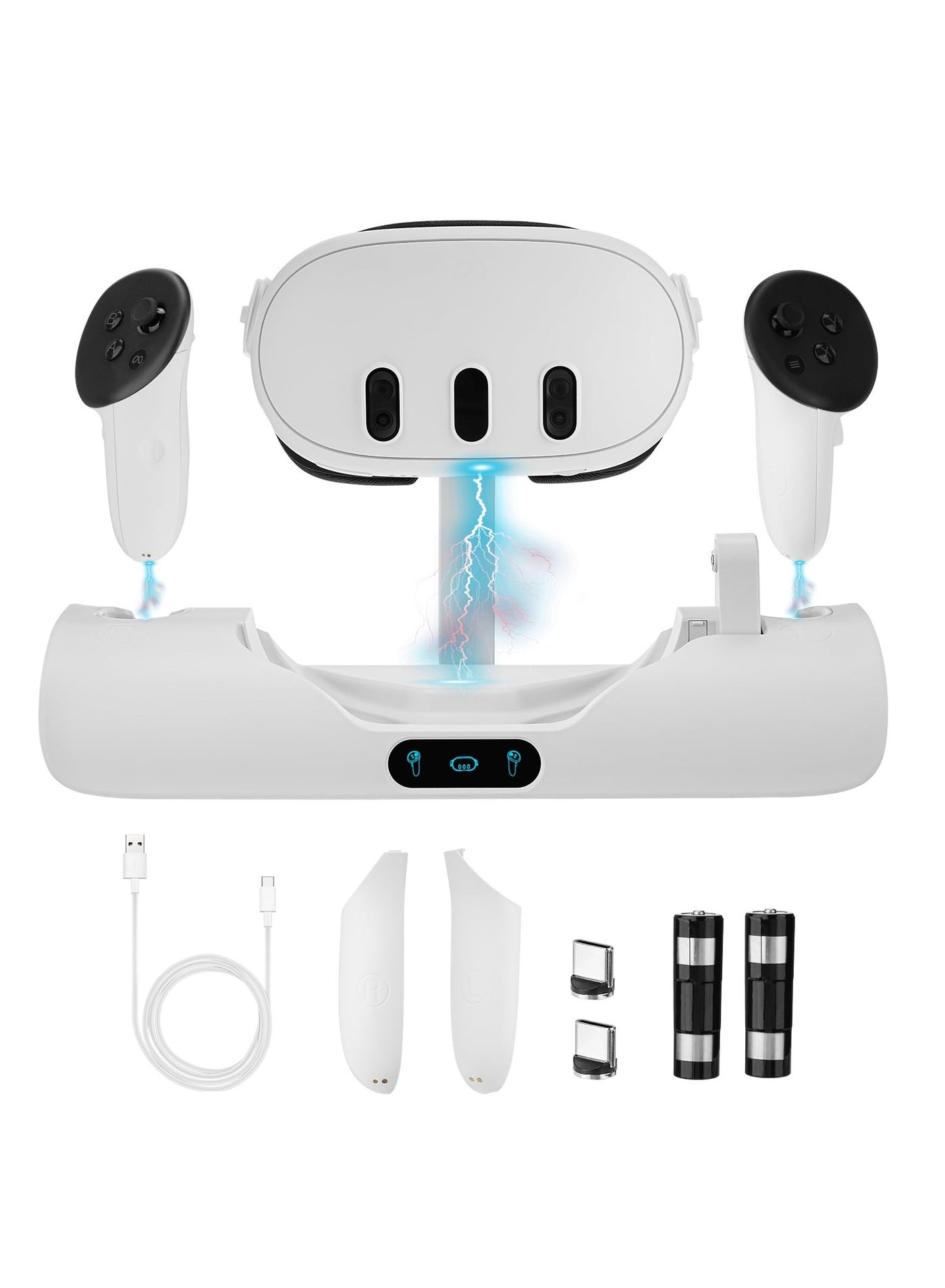 Compare Charging Dock for OculusMeta Quest 3, VR Headset Charging Stand for Quest 3 Headset & Controller Charging Station with 2 Rechargeable Batteries and Indicator at KSA Price