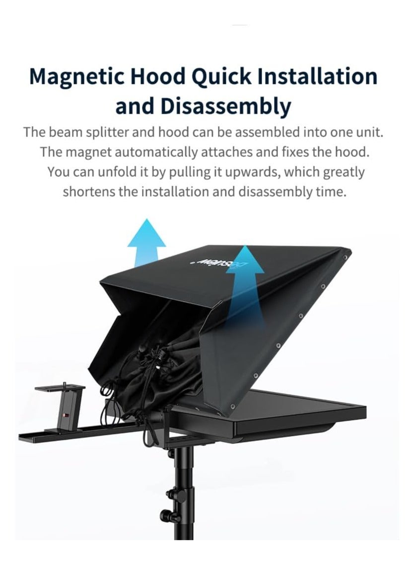Compare Desview T20 20 inch Foldable Large Screen Broadcast Teleprompter for Live Streaming Video Recording Horizontal Vertical Shooting at KSA Price