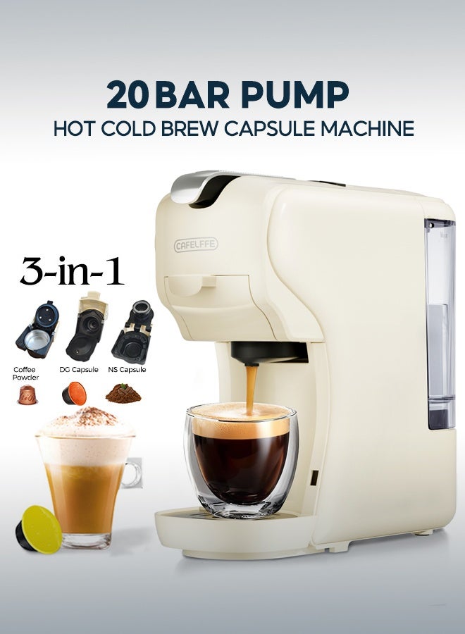 Compare 3 in 1 Multiple Capsule Coffee Maker Automatic Espresso Coffee Machine with 600ml Detachable Water Tank | 3 Optional Adaptors and Auto Shut Off 1450W White at KSA Price