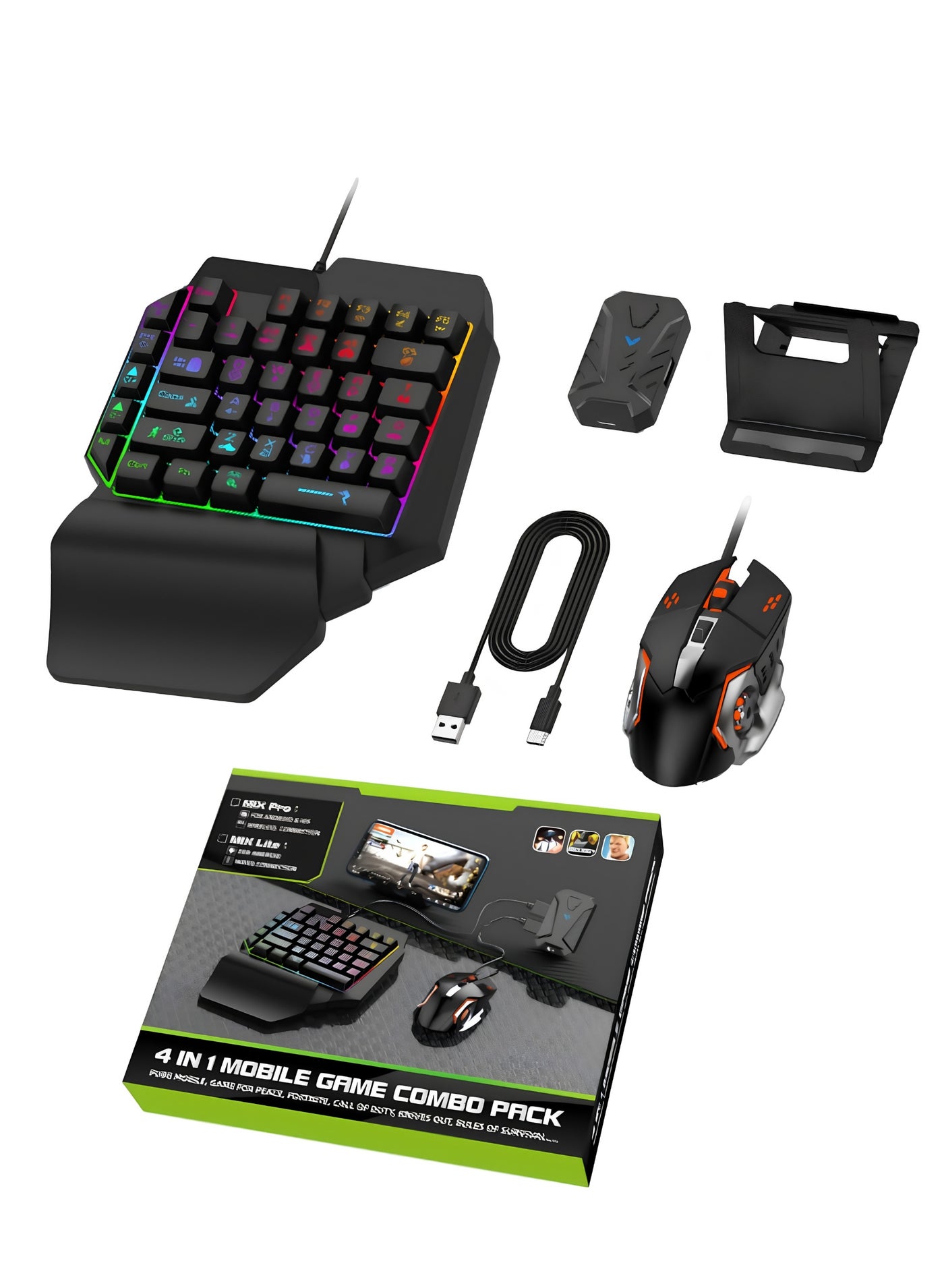 Compare Mix Lite+ 4in1 Mobile Game Combo Pack for Android – Gaming Keyboard & Mouse Converter, OneHanded Gamepad Controller, Mobile Gaming Set for PUBG, Free Fire, COD Mobile, Plug & Play, Low Latency at KSA Price